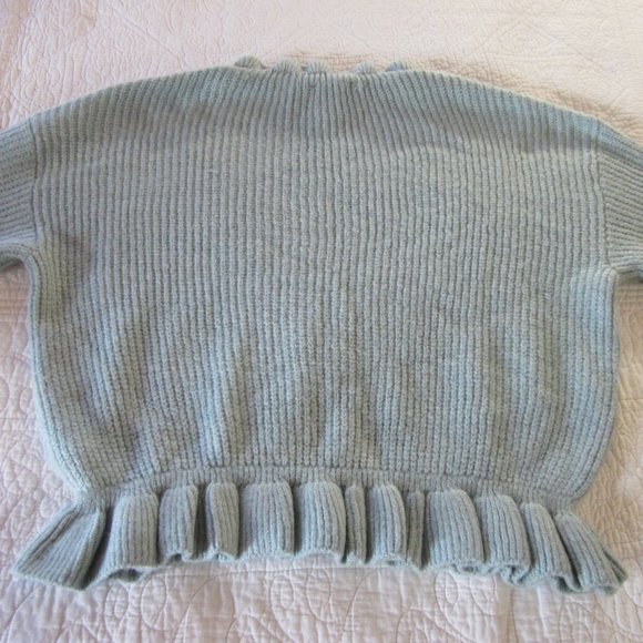 Topshop Sweater 14 Frill Ruffle Mock Neck Mint Blue NWOT - Picture 7 of 8